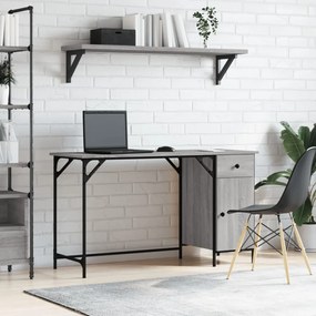 szürke sonoma szerelt fa számítógépasztal 131 x 48 x 75 cm