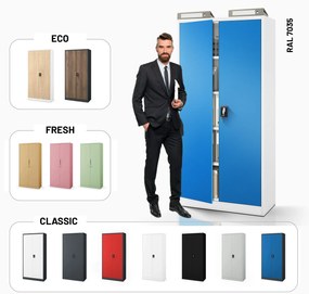 Fém iratszekrény JAN, 900 x 1850 x 400 mm, szürke-kék