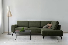 Sötétzöld zsenília sarokkanapé (jobb oldali-L alakú) Amsterdam – Scandic