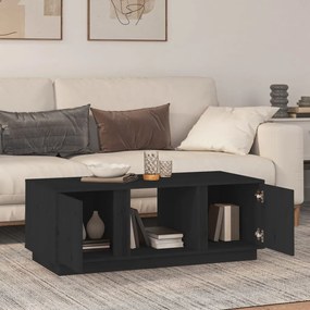Fekete tömör fenyőfa dohányzóasztal 110x50x40 cm