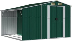vidaXL zöld horganyzott acél kerti fészer 277 x 279 x 179 cm
