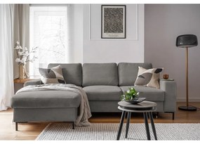 Szürke kordbársony kinyitható sarokkanapé (bal oldali) Lofty Lilly – Miuform