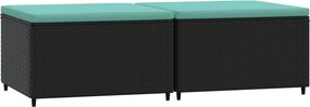 vidaXL 2 db fekete polyrattan kerti lábtartó párnákkal