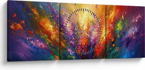 Kép - A virágok absztrakciója (órával) (90x30 cm)