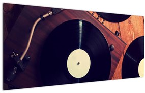 Gramofon lemezek képe (120x50 cm)