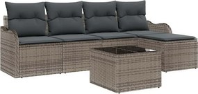 vidaXL Kerti Kanapé Szett 6 pcs Szürke polirattan