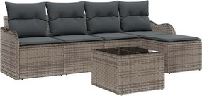 vidaXL Kerti Kanapé Szett 6 pcs Szürke polirattan