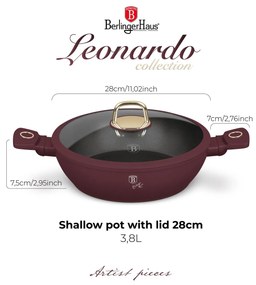 Berlinger Haus indukciós tapadásmentes alacsony lábas fedővel 3,8 L Leonardo Collection