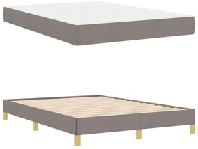 Boxrugós ágy Taupe és Barna 140 x 190 cm Textil és mérnöki fa