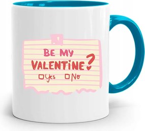 Kék Bögre Valentin Napra Be My Valentine nyomott mintával