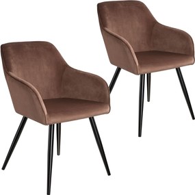 TecTake GmbH 404042 marilyn bársony hatású székek - barna - fekete, 2 darabos készlet
