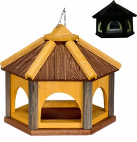 Madáretető fa barna K40_S LED-es napelemes világítással