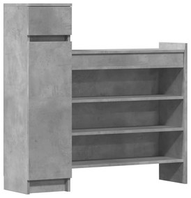 betonszürke szerelt fa cipősszekrény 100,5 x 28 x 100 cm