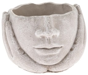 Betonový obal na květináč Hlava v dlaních šedá, 15x 11 cm