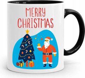 Fekete Karácsonyi Bögre Mikulásra, fényképes nyomtatással