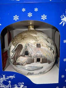 Exkluzív, kézzel készített karácsonyfadísz Téli tájkép