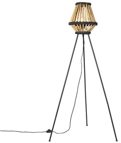 Keleti állványos bambusz állólámpa feketével - Evalin