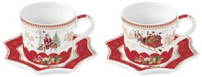 Karácsonyi télapós porcelán eszpresszó csésze szett díszdobozban Christmas Memories
