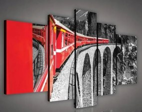 Vászonkép 170x100 Svájc vonat hegyek táj vasút vas dekoráció