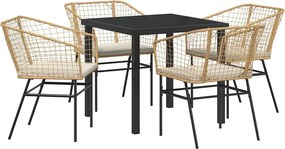 vidaXL Kert étkező szett 5 pcs Barna polirattan