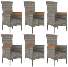 vidaXL 7 részes szürke polyrattan kerti étkezőgarnitúra párnával