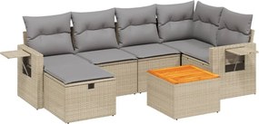 vidaXL 7 részes vegyes bézs polyrattan kerti ülőgarnitúra párnákkal