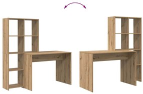 Asztal polcokkal kézműves tölgy 138.5 x 55 x 143 cm Faanyag
