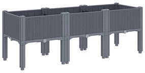 szürke PP rácsos kerti ültetőláda 120 x 40 x 42 cm