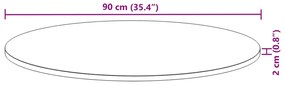 kerek tömör akácfa asztallap Ø90 x 2 cm