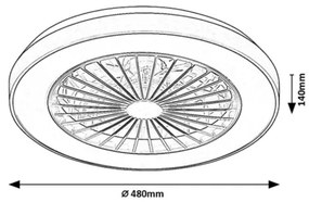 Rabalux 71336-LED Dimmelhető mennyezeti lámpa ventilátorral DALFON 40W/230V 3000/4000/6000K + távirányító