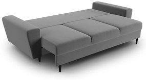 Világosszürke bársony kinyitható tárolóhelyes kanapé 235 cm Kyoto – Cosmopolitan Design