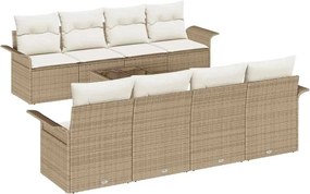 vidaXL Kerti Kanapé Szett párnával 9 pcs Beige és krém polirattan