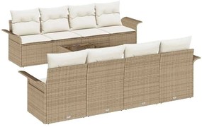 vidaXL Kerti Kanapé Szett párnával 9 pcs Beige és krém polirattan