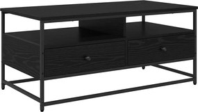 vidaXL Dohányzóasztal fiókkal Fekete tölgy 100 x 51 x 45 cm Faanyag