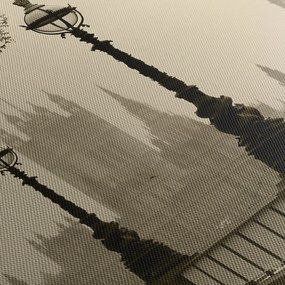 Kép - London a ködben, Anglia (órával) (90x30 cm)