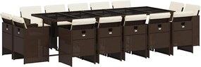 vidaXL 15 részes barna polyrattan kerti ülőgarnitúra párnákkal