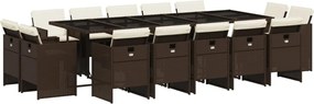 vidaXL 15 részes barna polyrattan kerti ülőgarnitúra párnákkal