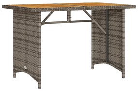 szürke polyrattan falapos kerti asztal 110x68x70 cm