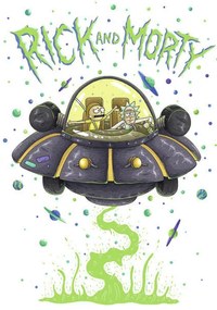 Művészi plakát Rick & Morty - Űrhajó, (26.7 x 40 cm)