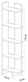 könyvespolc Als - Teak, White