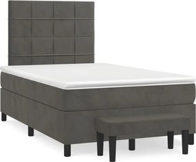 vidaXL sötétszürke bársony rugós ágy matraccal 120 x 200 cm