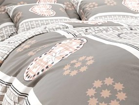 Pamut ágynemű HEART RETRO BLEND szürke Ágyneműhuzat mérete: 70 x 90 cm | 140 x 220 cm