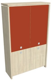 Verno magas szekrény 128 x 46 x 210 cm, kombinált ajtó, akác / narancs