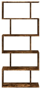 5 szintes füstös tölgy fa elválasztó könyvespolc 70x24x161 cm