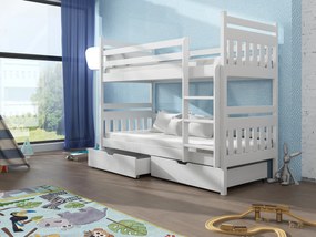 Emeletes gyerekágy 90 cm Aras (fehér) (ágyrácsokkal). 615001