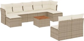 vidaXL 10 részes bézs polyrattan kerti ülőgarnitúra párnával