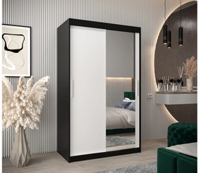 Ruhásszekrény 120 cm Toki 2 (matt fekete + matt fehér). 1064975