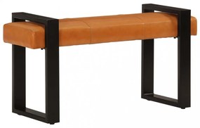fekete-barna valódi kecskebőr pad 110 cm