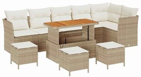 vidaXL Kerti Kanapé Szett párnával tárolóval 10 pcs bézs és krémszínű