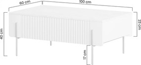 Malmi dohányzóasztal 100 cm fiókos - kasmír / fekete lábak